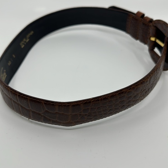 Hasting & Smith brown embossed genuine leather belt, Sz Small - Picture 7 of 8